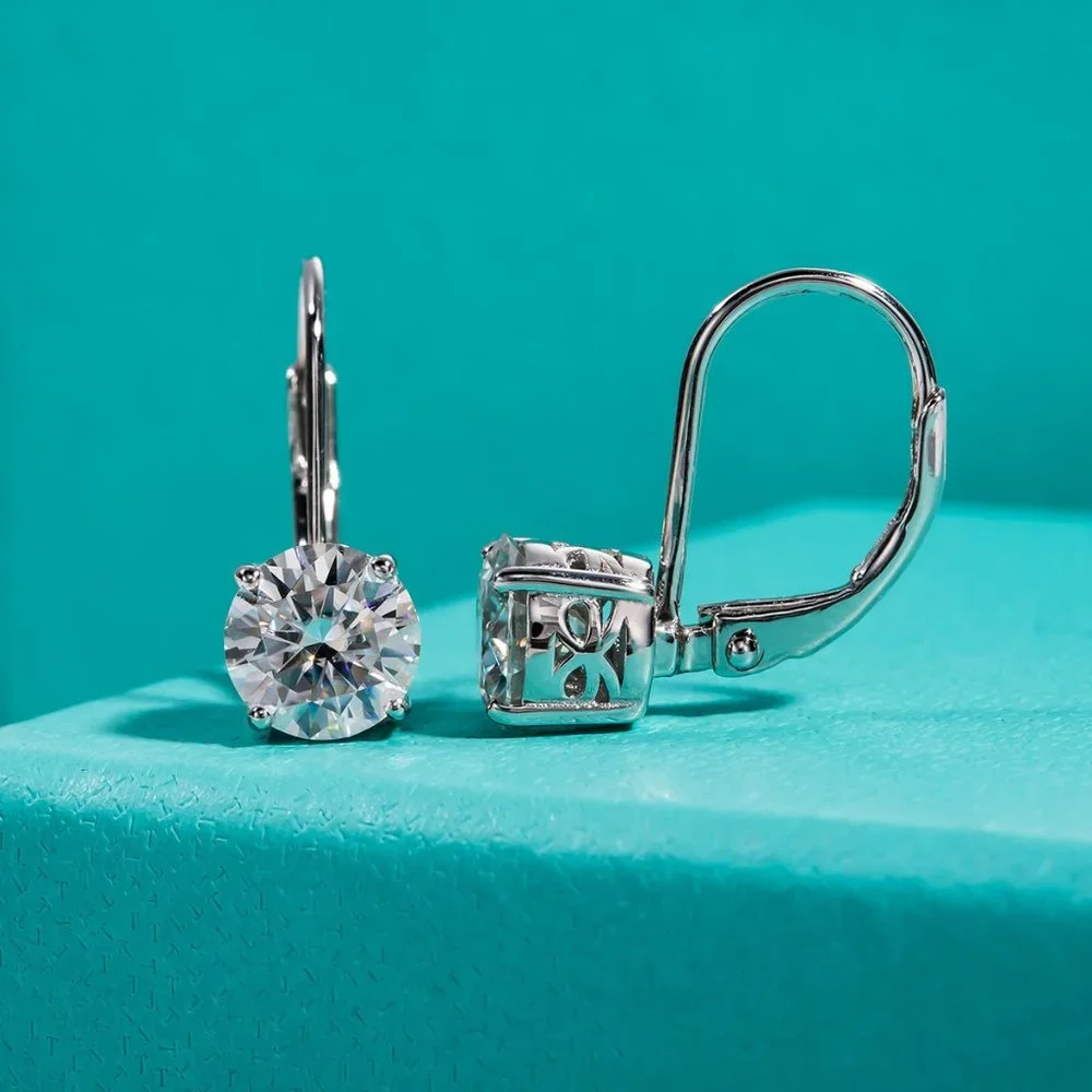 Certified 2ct. t.w. Moissanite Diamond Dangle Drop Earrings NEW - Picture 6 of 11